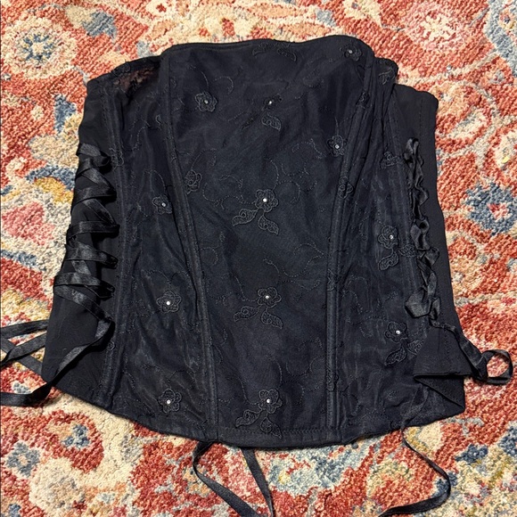 Cacique Other - Cacique Black Lace-Up Corset